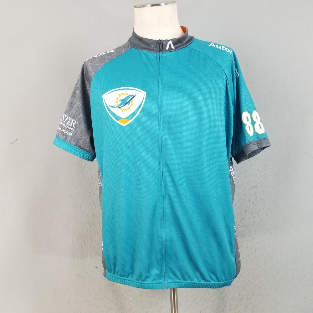 Primal Cycling Jersey Mens 2XL Teal Dolphins Cancer Challenge Short Sleeve Zip
